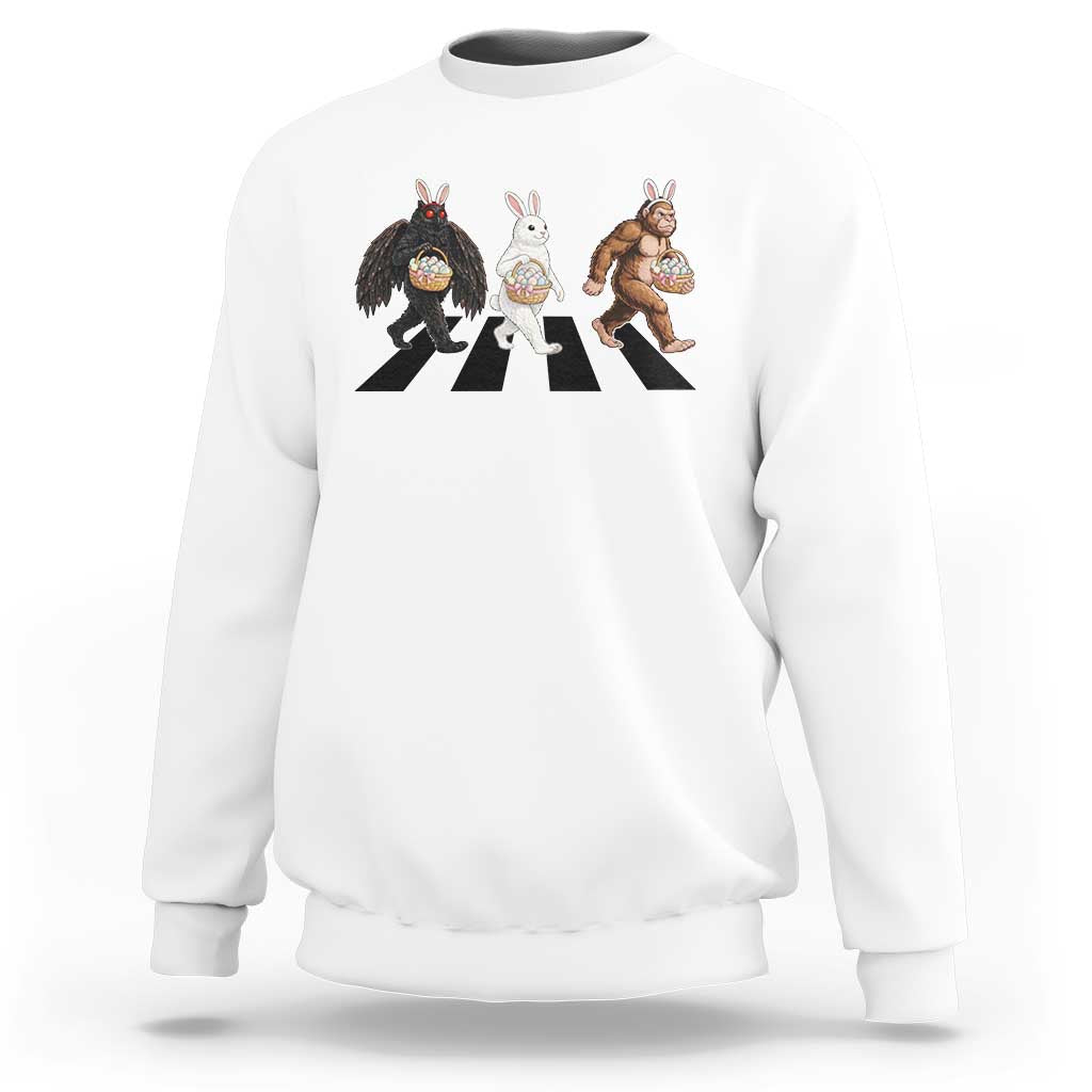 Funny Easter Bunny Bigfoot Mothman Sweatshirt Cryptid Lover Gift