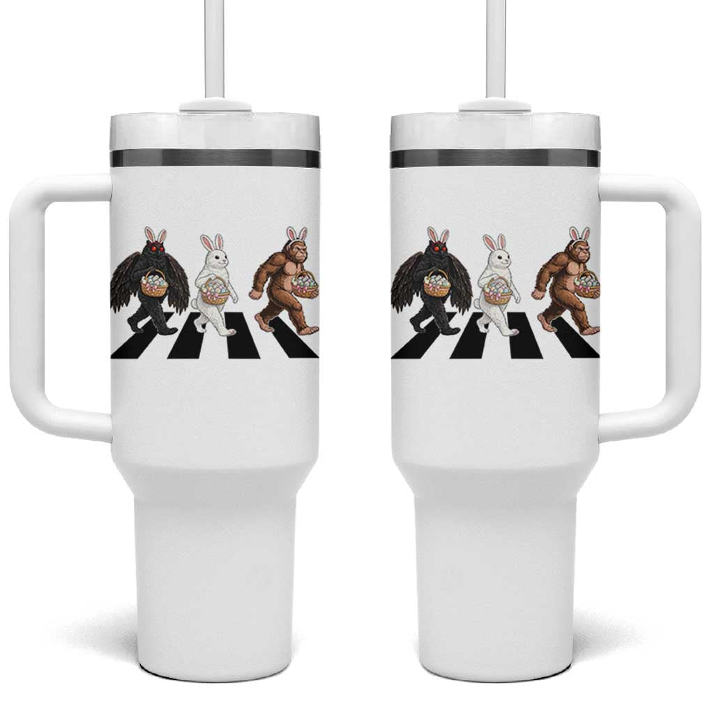 Funny Easter Bunny Bigfoot Mothman Tumbler With Handle Cryptid Lover Gift