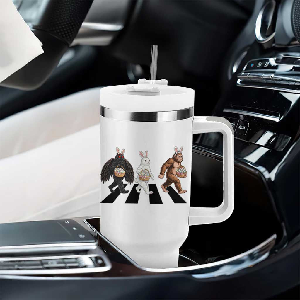 Funny Easter Bunny Bigfoot Mothman Tumbler With Handle Cryptid Lover Gift