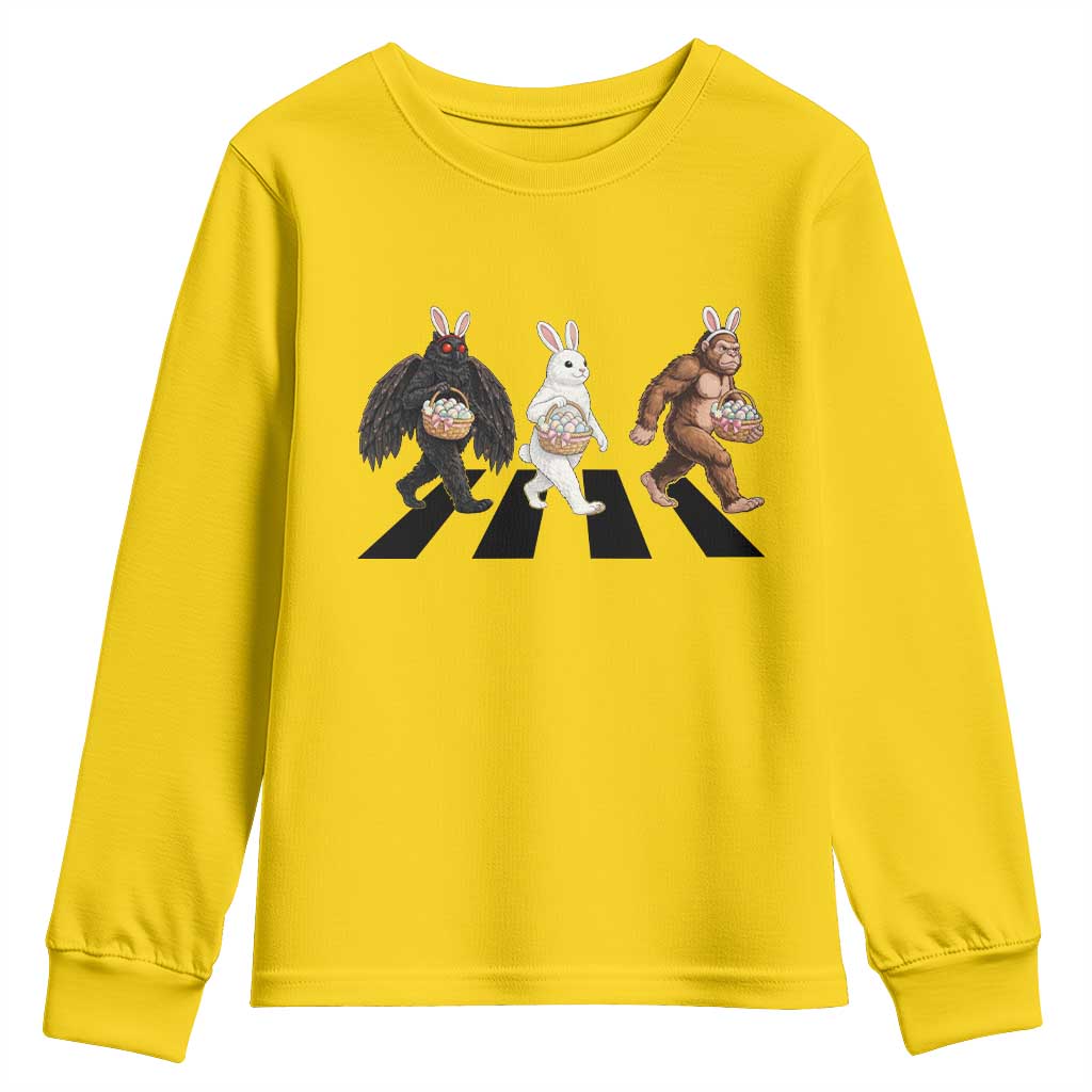 Funny Easter Bunny Bigfoot Mothman Youth Sweatshirt Cryptid Lover Gift