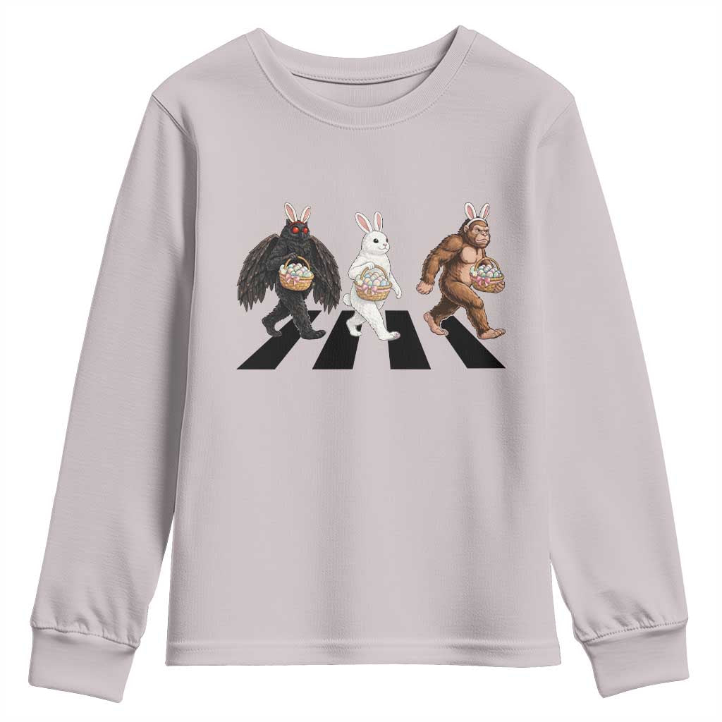 Funny Easter Bunny Bigfoot Mothman Youth Sweatshirt Cryptid Lover Gift