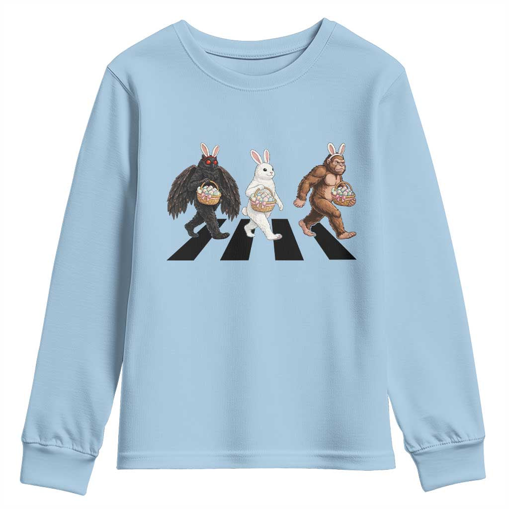 Funny Easter Bunny Bigfoot Mothman Youth Sweatshirt Cryptid Lover Gift