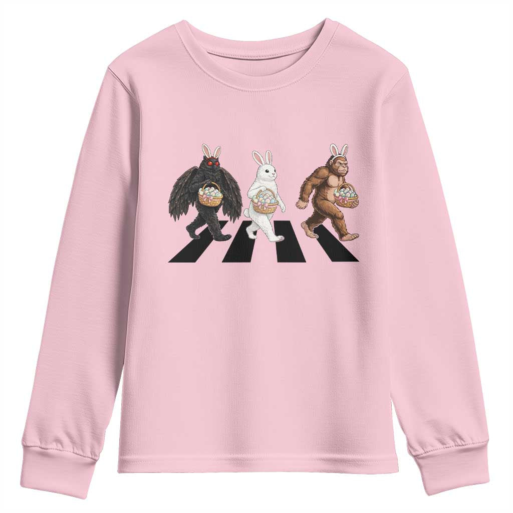 Funny Easter Bunny Bigfoot Mothman Youth Sweatshirt Cryptid Lover Gift
