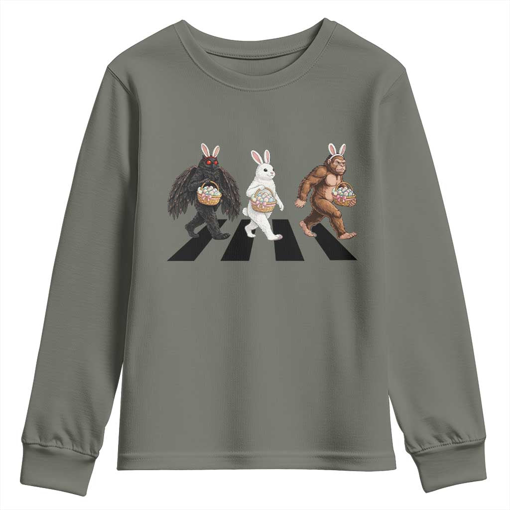 Funny Easter Bunny Bigfoot Mothman Youth Sweatshirt Cryptid Lover Gift