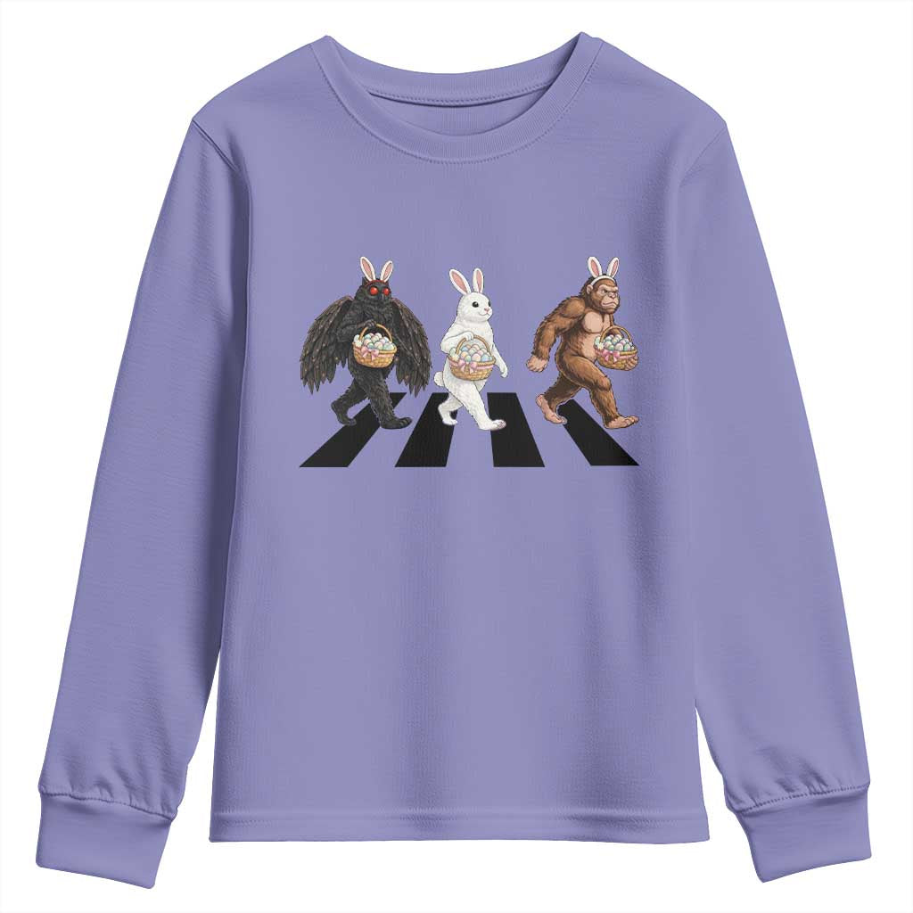Funny Easter Bunny Bigfoot Mothman Youth Sweatshirt Cryptid Lover Gift