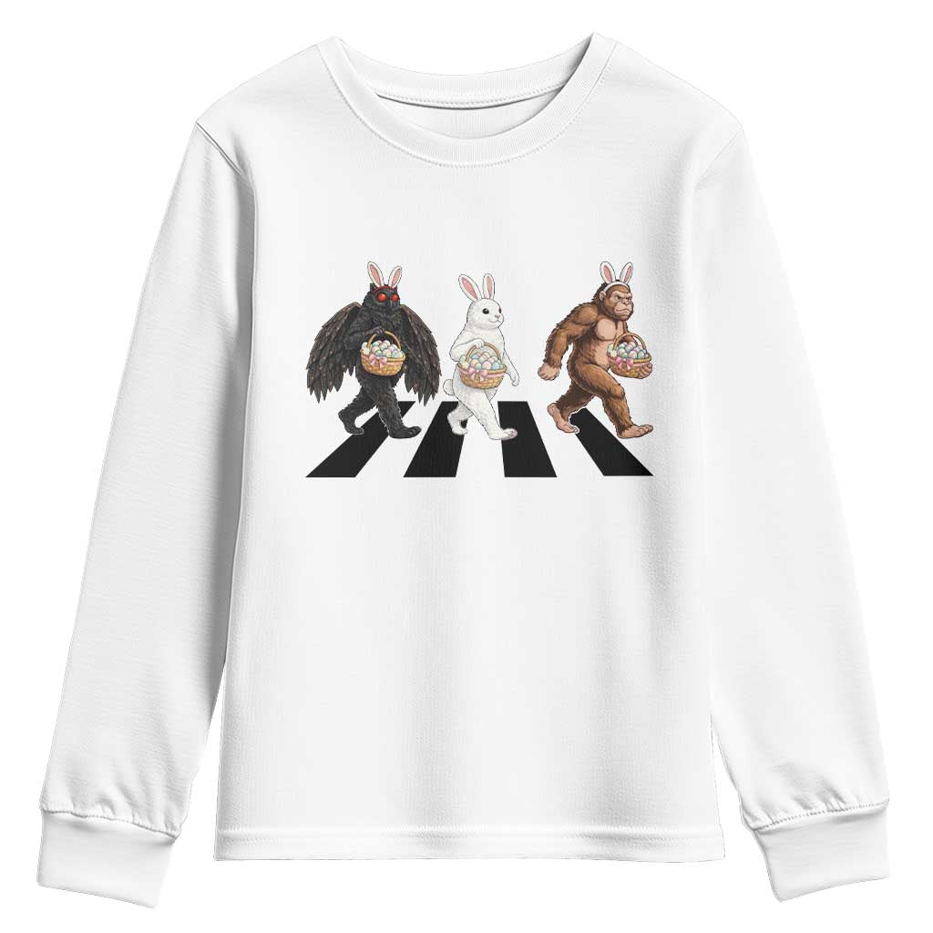 Funny Easter Bunny Bigfoot Mothman Youth Sweatshirt Cryptid Lover Gift