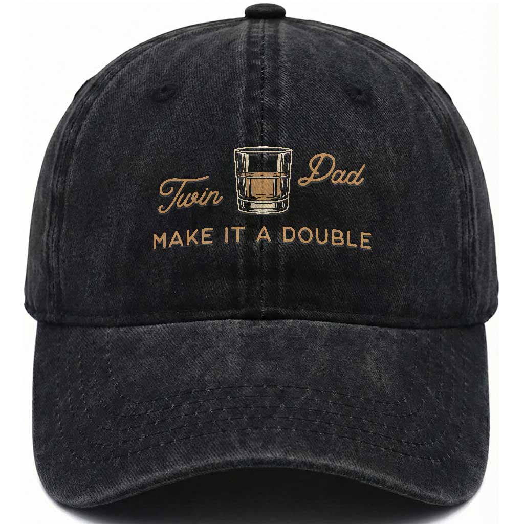Make It A Double Twin Dad Washed Cotton Baseball Cap Expecting Fathers Day Gift