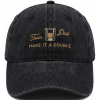 Make It A Double Twin Dad Washed Cotton Baseball Cap Expecting Fathers Day Gift
