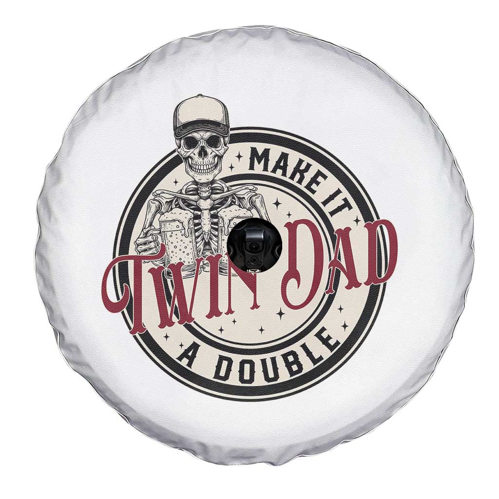 Funny Skeleton Twin Dad Make It A Double Spare Tire Cover Expecting Fathers Day Gift