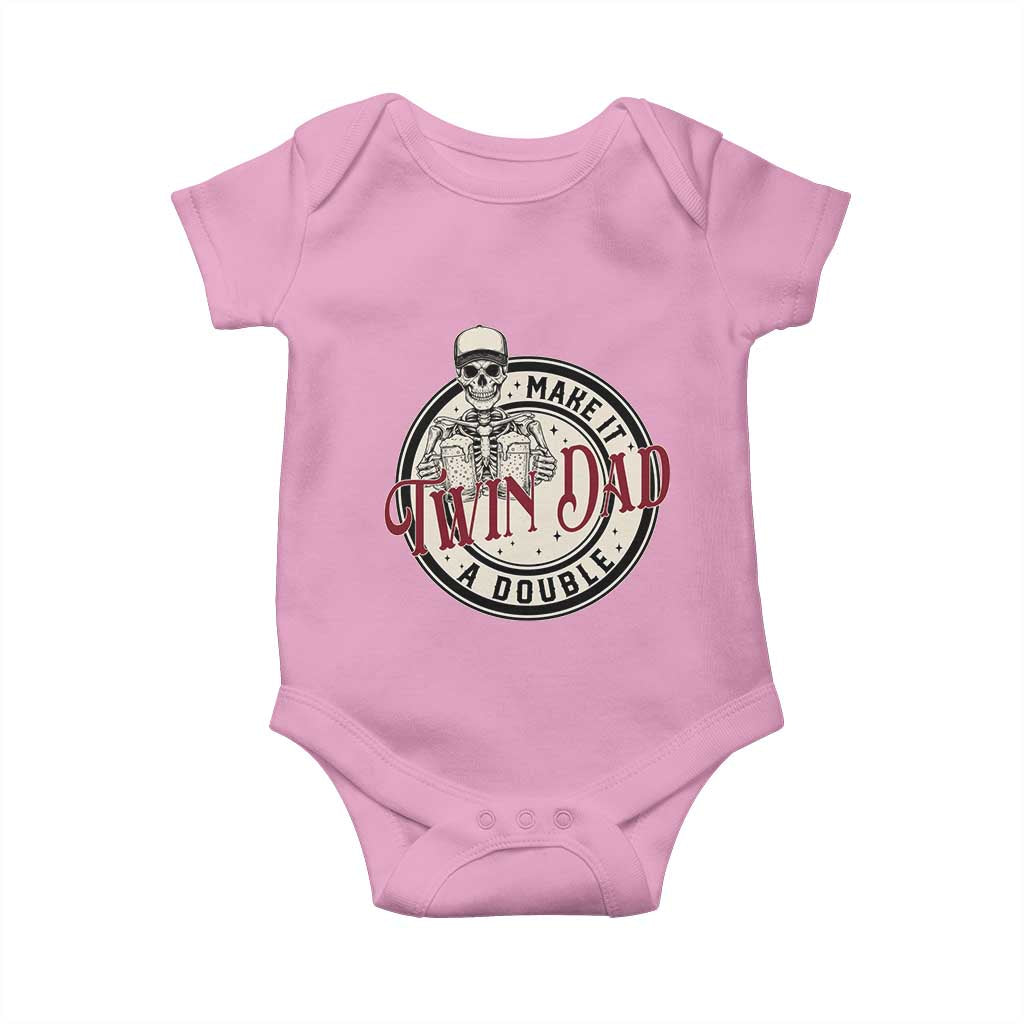 Funny Skeleton Twin Dad Make It A Double Baby Onesie Expecting Fathers Day Gift