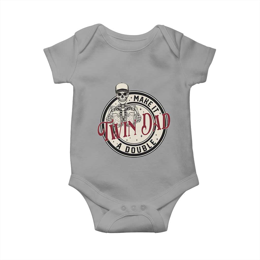 Funny Skeleton Twin Dad Make It A Double Baby Onesie Expecting Fathers Day Gift