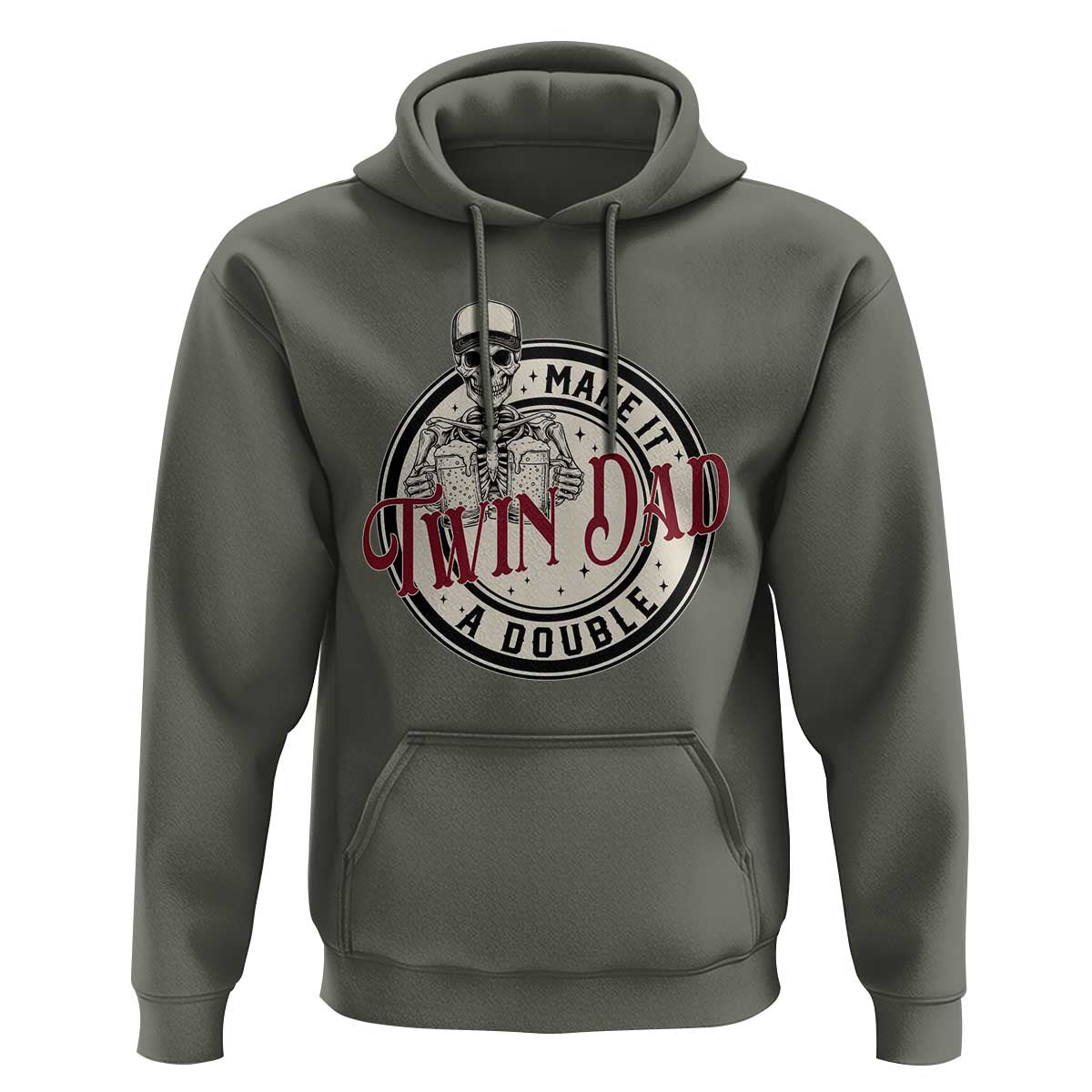 Funny Skeleton Twin Dad Make It A Double Hoodie Expecting Fathers Day Gift