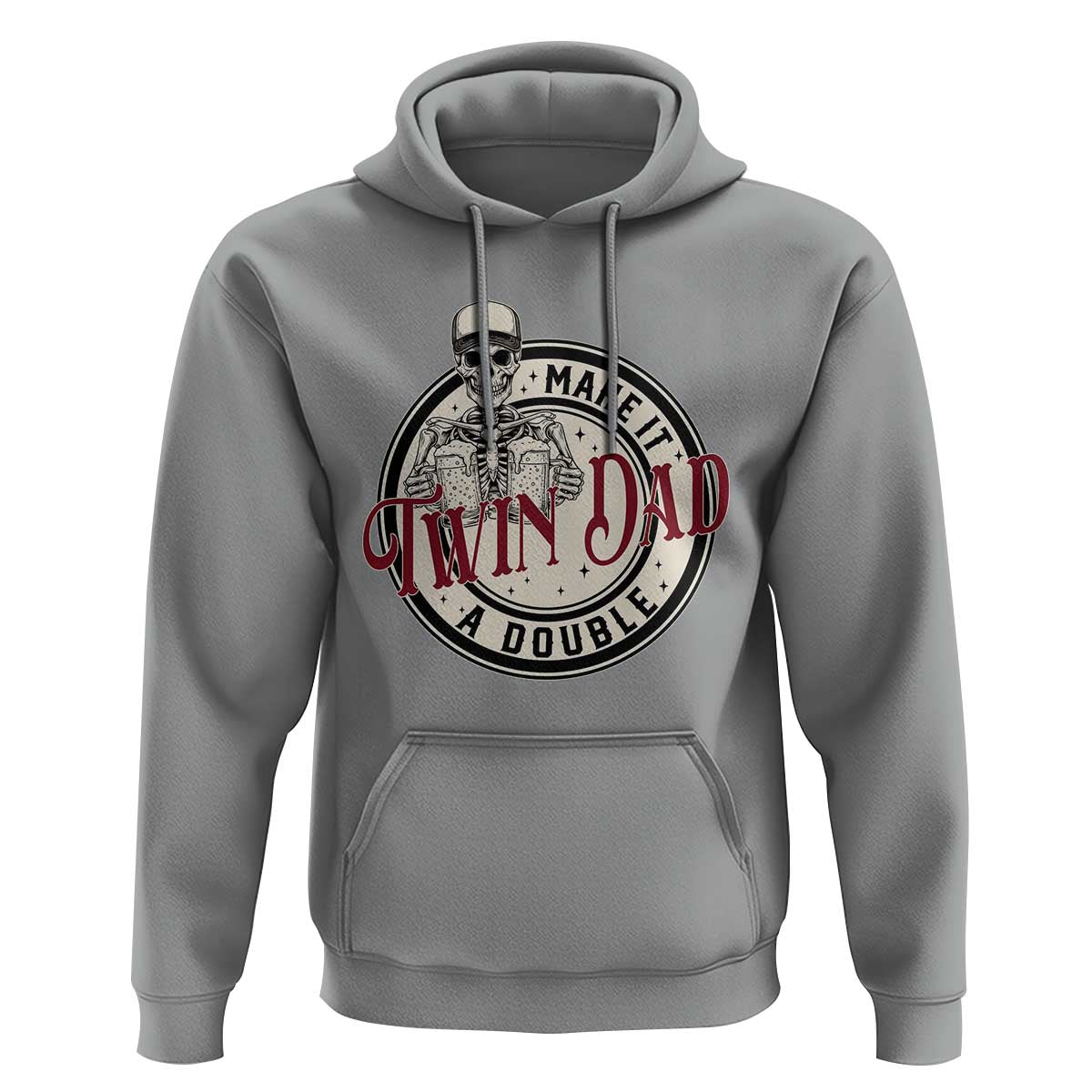 Funny Skeleton Twin Dad Make It A Double Hoodie Expecting Fathers Day Gift