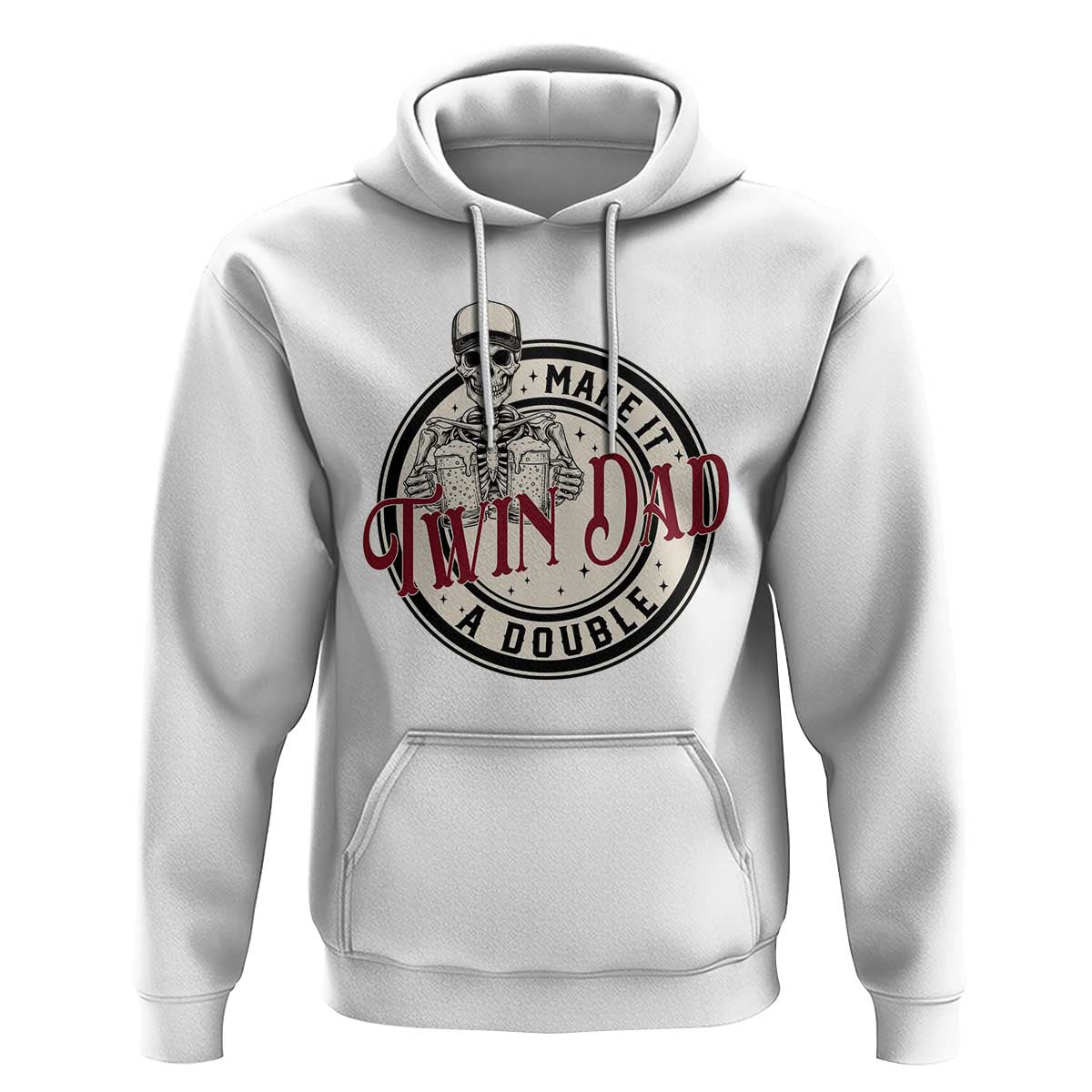 Funny Skeleton Twin Dad Make It A Double Hoodie Expecting Fathers Day Gift