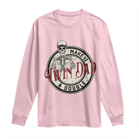Funny Skeleton Twin Dad Make It A Double Long Sleeve Shirt Expecting Fathers Day Gift