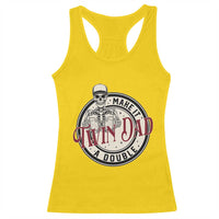 Funny Skeleton Twin Dad Make It A Double Racerback Tank Top Expecting Fathers Day Gift