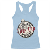 Funny Skeleton Twin Dad Make It A Double Racerback Tank Top Expecting Fathers Day Gift