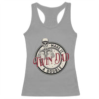 Funny Skeleton Twin Dad Make It A Double Racerback Tank Top Expecting Fathers Day Gift