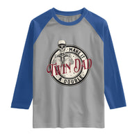 Funny Skeleton Twin Dad Make It A Double Raglan Shirt Expecting Fathers Day Gift