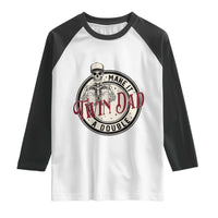 Funny Skeleton Twin Dad Make It A Double Raglan Shirt Expecting Fathers Day Gift