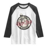Funny Skeleton Twin Dad Make It A Double Raglan Shirt Expecting Fathers Day Gift