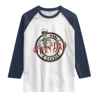 Funny Skeleton Twin Dad Make It A Double Raglan Shirt Expecting Fathers Day Gift