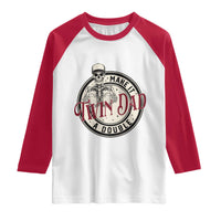 Funny Skeleton Twin Dad Make It A Double Raglan Shirt Expecting Fathers Day Gift