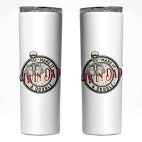 Funny Skeleton Twin Dad Make It A Double Skinny Tumbler Expecting Fathers Day Gift