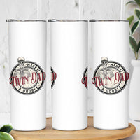 Funny Skeleton Twin Dad Make It A Double Skinny Tumbler Expecting Fathers Day Gift