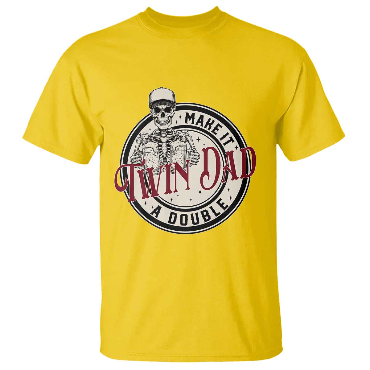 Funny Skeleton Twin Dad Make It A Double T Shirt Expecting Fathers Day Gift