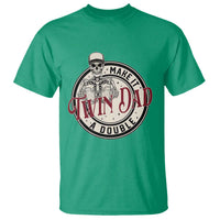 Funny Skeleton Twin Dad Make It A Double T Shirt Expecting Fathers Day Gift