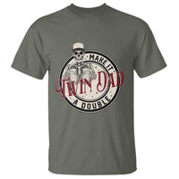 Funny Skeleton Twin Dad Make It A Double T Shirt Expecting Fathers Day Gift