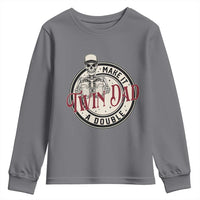 Funny Skeleton Twin Dad Make It A Double Youth Sweatshirt Expecting Fathers Day Gift