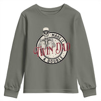 Funny Skeleton Twin Dad Make It A Double Youth Sweatshirt Expecting Fathers Day Gift
