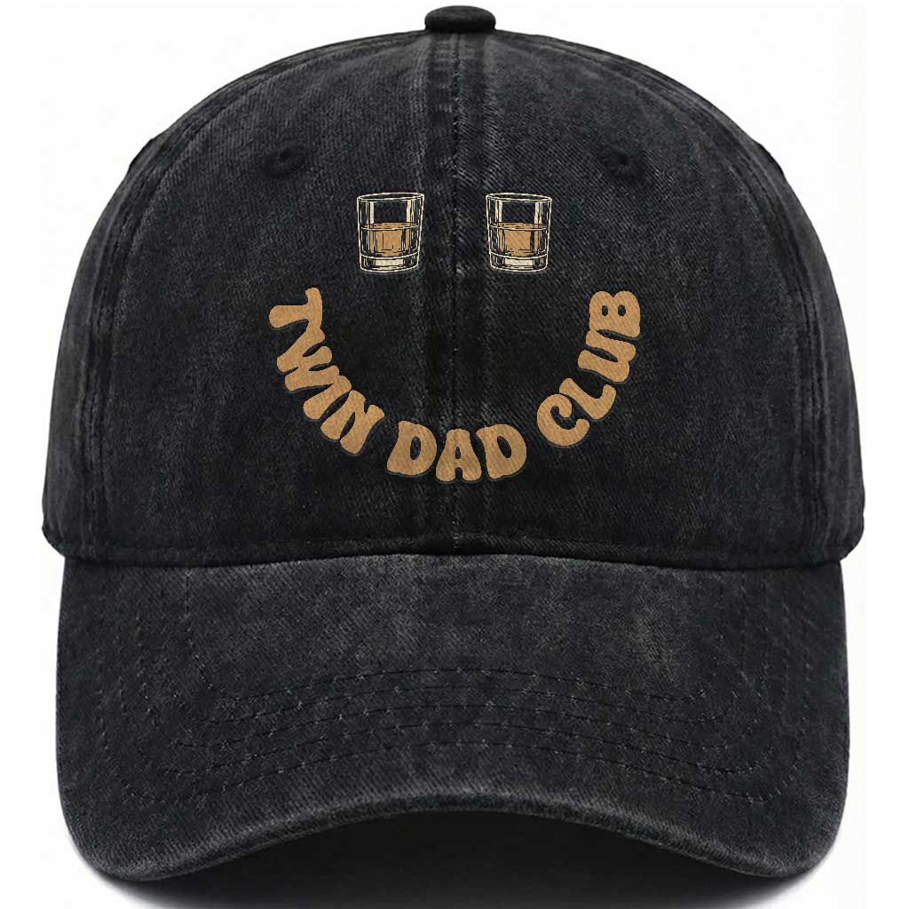 Twin Dad Club Washed Cotton Baseball Cap Funny Father Of Twins Fathers Day Gift