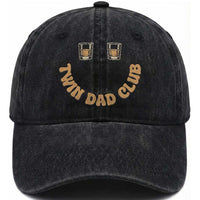 Twin Dad Club Washed Cotton Baseball Cap Funny Father Of Twins Fathers Day Gift