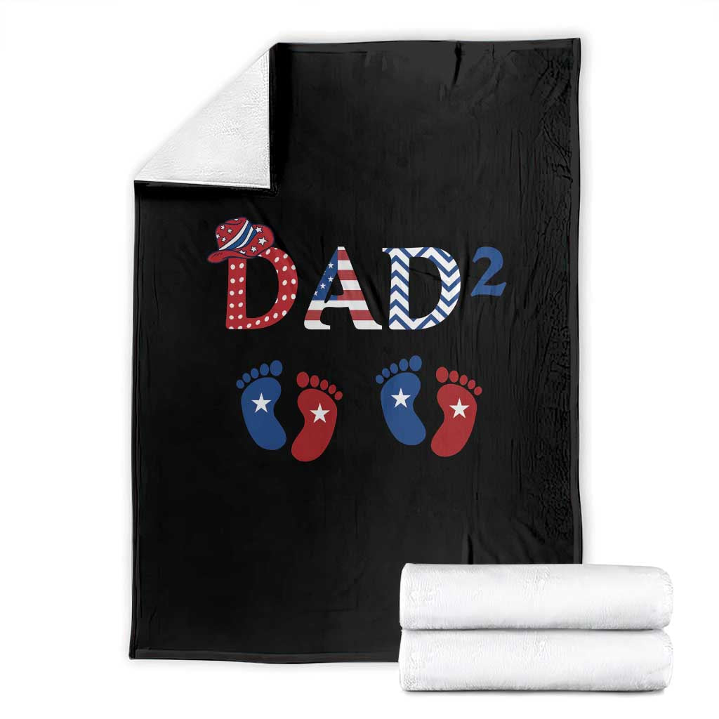 Patriotic Twin Dad American Flag Throw Blanket Father Of Twins USA Gift
