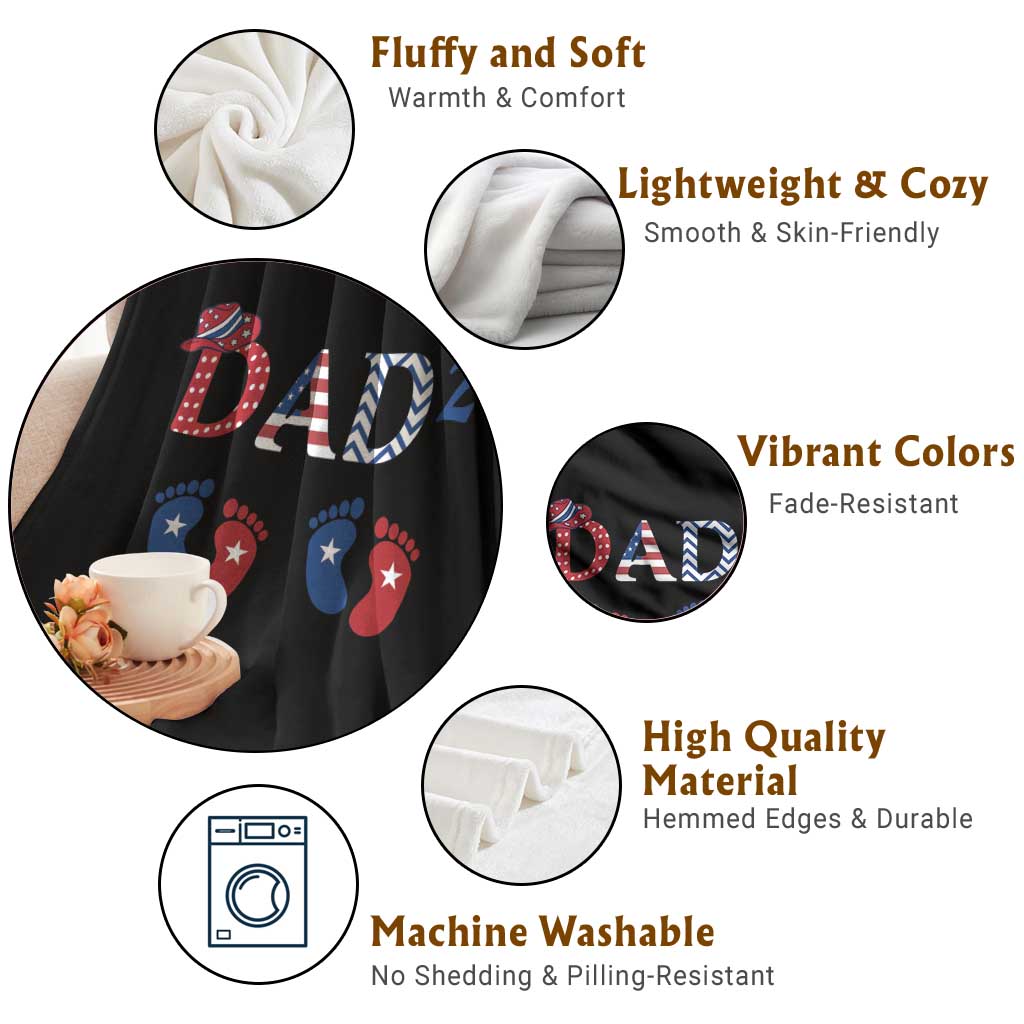 Patriotic Twin Dad American Flag Throw Blanket Father Of Twins USA Gift