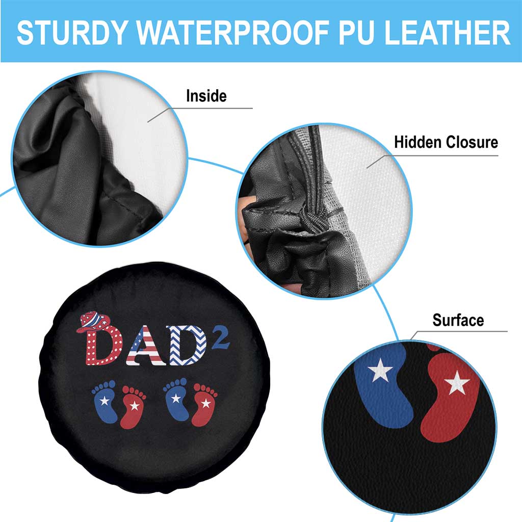 Patriotic Twin Dad American Flag Spare Tire Cover Father Of Twins USA Gift