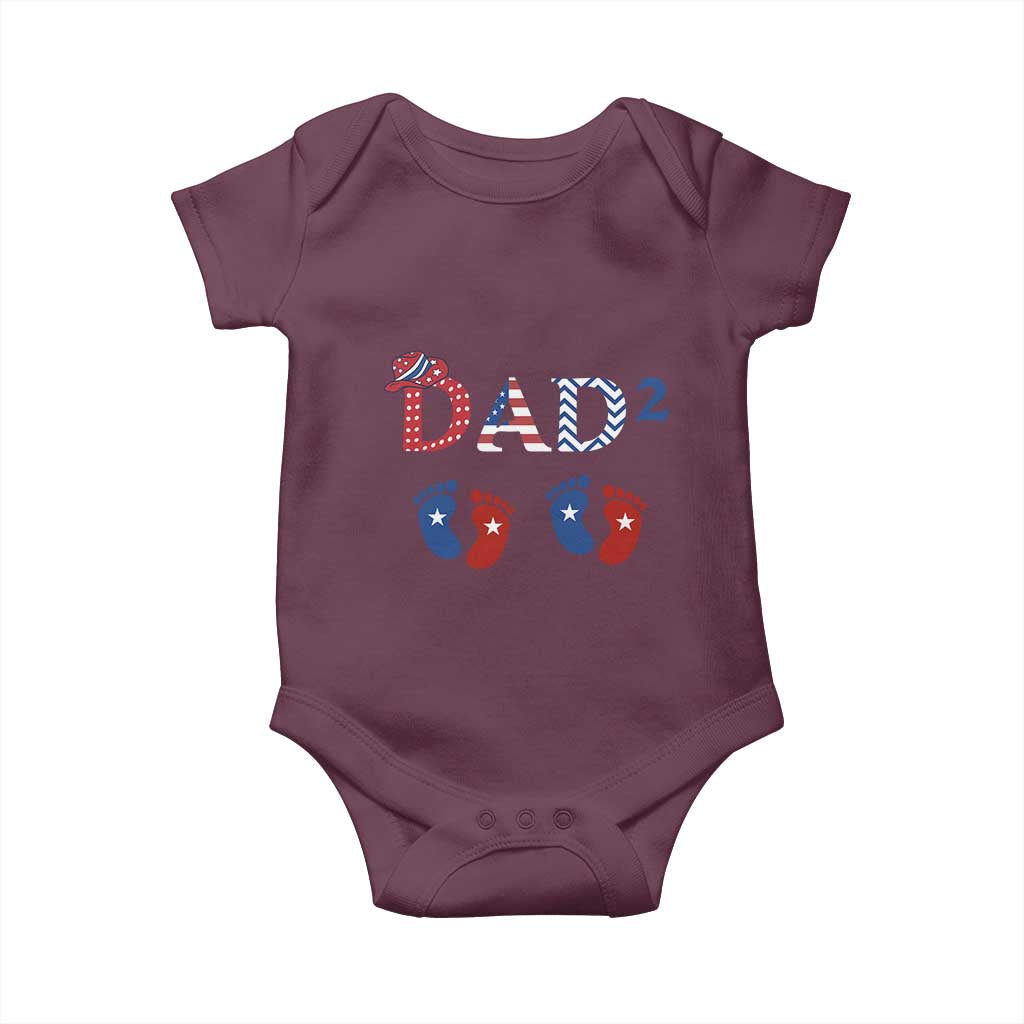 Patriotic Twin Dad American Flag Baby Onesie Father Of Twins USA Gift