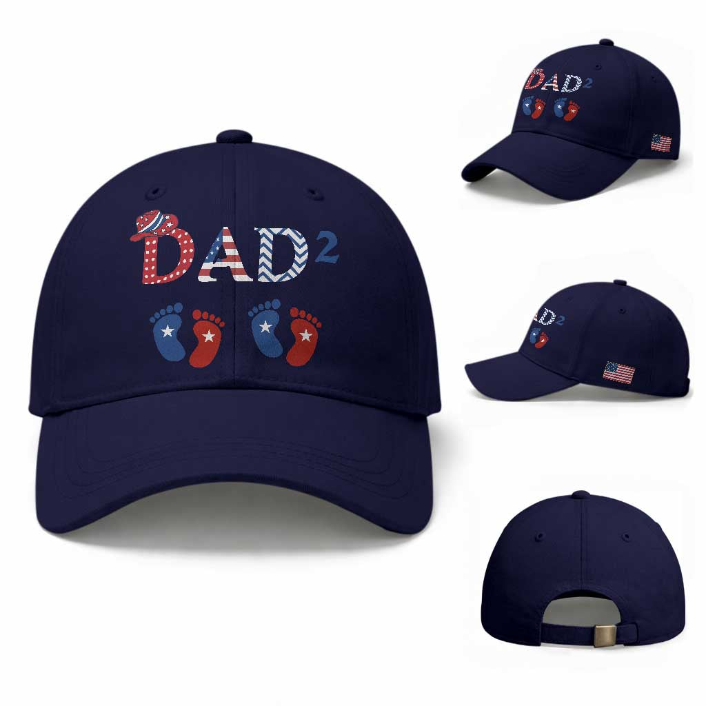 Patriotic Twin Dad American Flag Baseball Cap Father Of Twins USA Gift