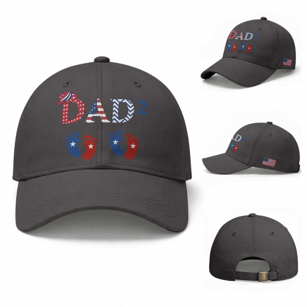 Patriotic Twin Dad American Flag Baseball Cap Father Of Twins USA Gift