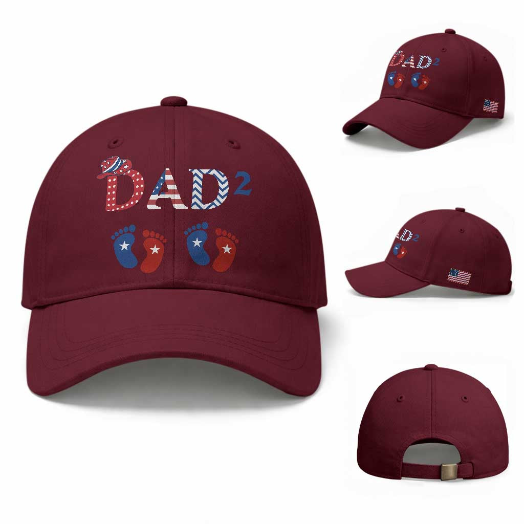 Patriotic Twin Dad American Flag Baseball Cap Father Of Twins USA Gift