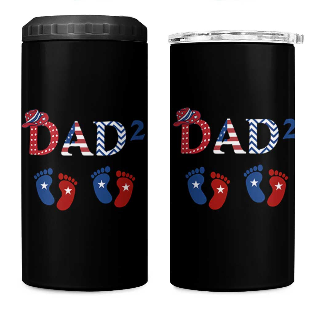 Patriotic Twin Dad American Flag 4 in 1 Can Cooler Tumbler Father Of Twins USA Gift