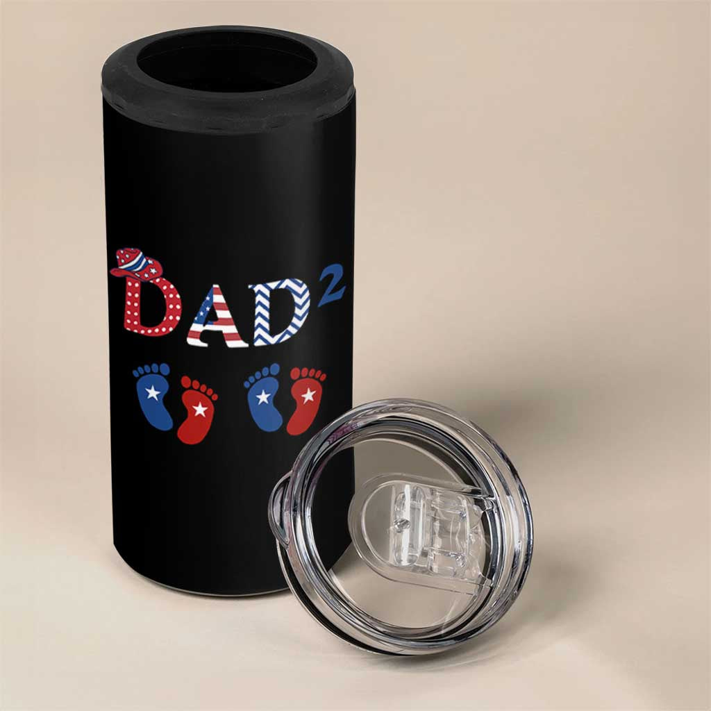Patriotic Twin Dad American Flag 4 in 1 Can Cooler Tumbler Father Of Twins USA Gift
