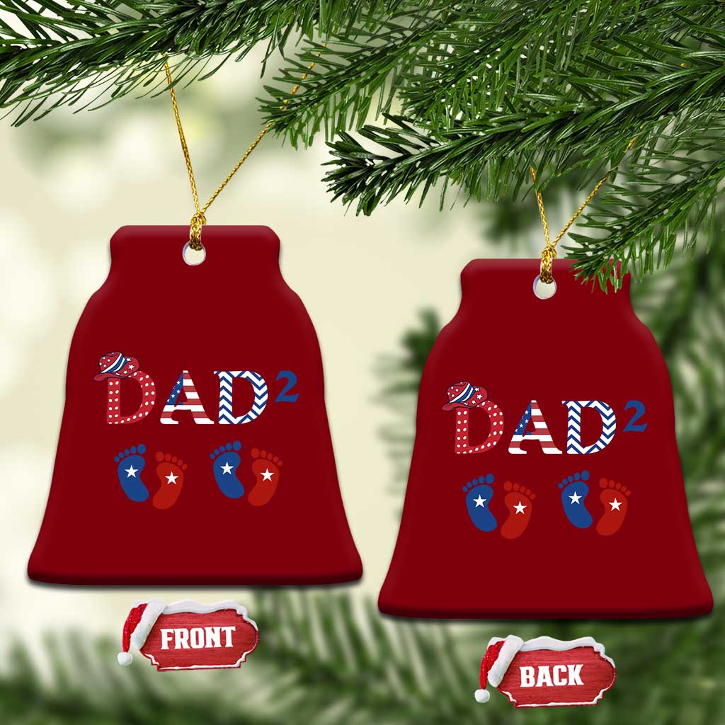 Patriotic Twin Dad American Flag Ceramic Ornament Father Of Twins USA Gift