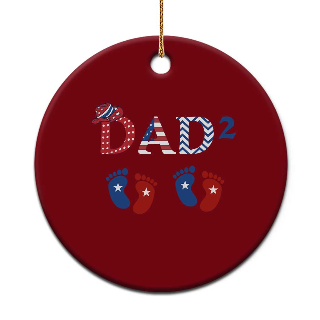 Patriotic Twin Dad American Flag Ceramic Ornament Father Of Twins USA Gift