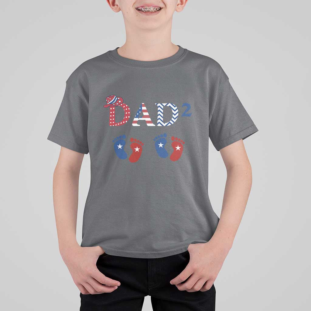 Patriotic Twin Dad American Flag T Shirt For Kid Father Of Twins USA Gift