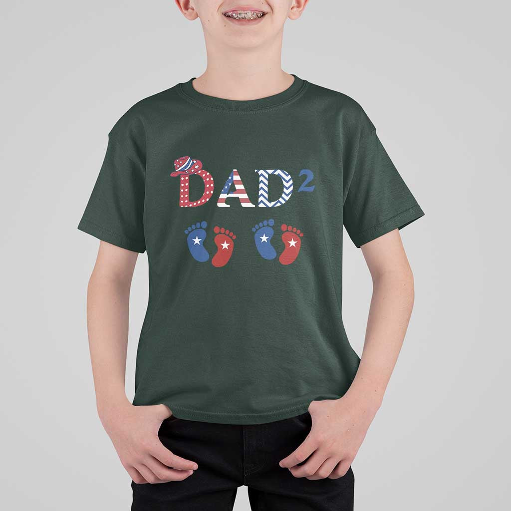 Patriotic Twin Dad American Flag T Shirt For Kid Father Of Twins USA Gift
