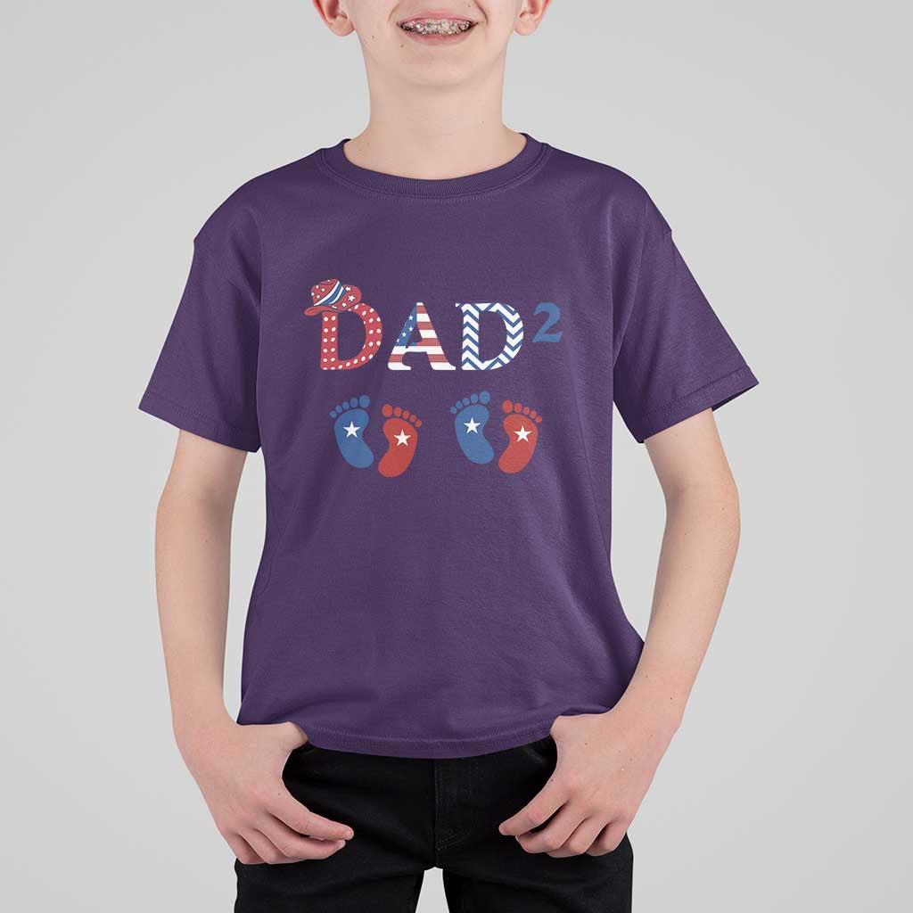 Patriotic Twin Dad American Flag T Shirt For Kid Father Of Twins USA Gift